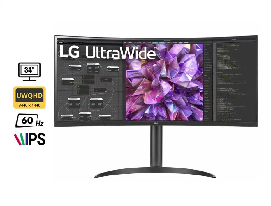Monitor Lg 34 Pulgadas 34wq75c (34wq75c) Frecuencia 60hz, 5ms, 2k/qhd, Curvo, 2 Hdmi, 1 Displayport, 2 Usb, 1 Usb C, Altavoces
