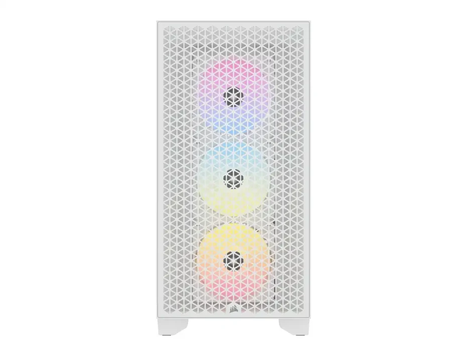 Case Corsair 3000d Rgb Airflow S/fuente (cc-9011256-ww) Panel De Vidrio, 3 Ventiladores, Led Rgb, Blanco