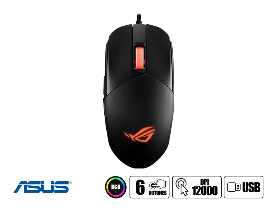 Mouse Asus Rog Strix Impact Iii Gaming | Negro | Led- Rgb (90mp0300-bmaa00)