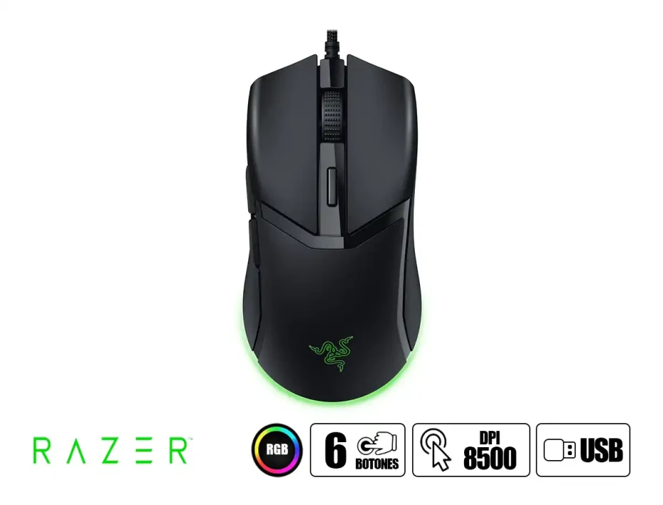 Mouse Razer Cobra Rgb Lightweight (rz01-04650100-r3u1) Hasta 8500 Dpi, 6 Botones, Rgb, Negro