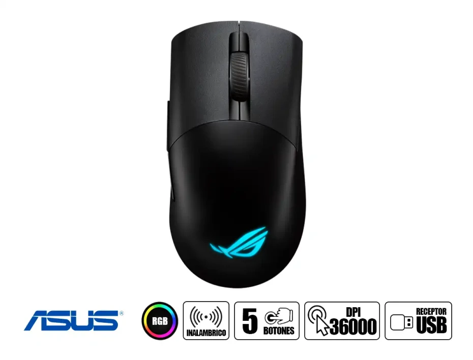 Mouse Inalambrico Asus Gaming Rog Keris Wl Aimpoint (90mp02v0-bmaa00) Hasta 36.000 Dpi, Bluetooth