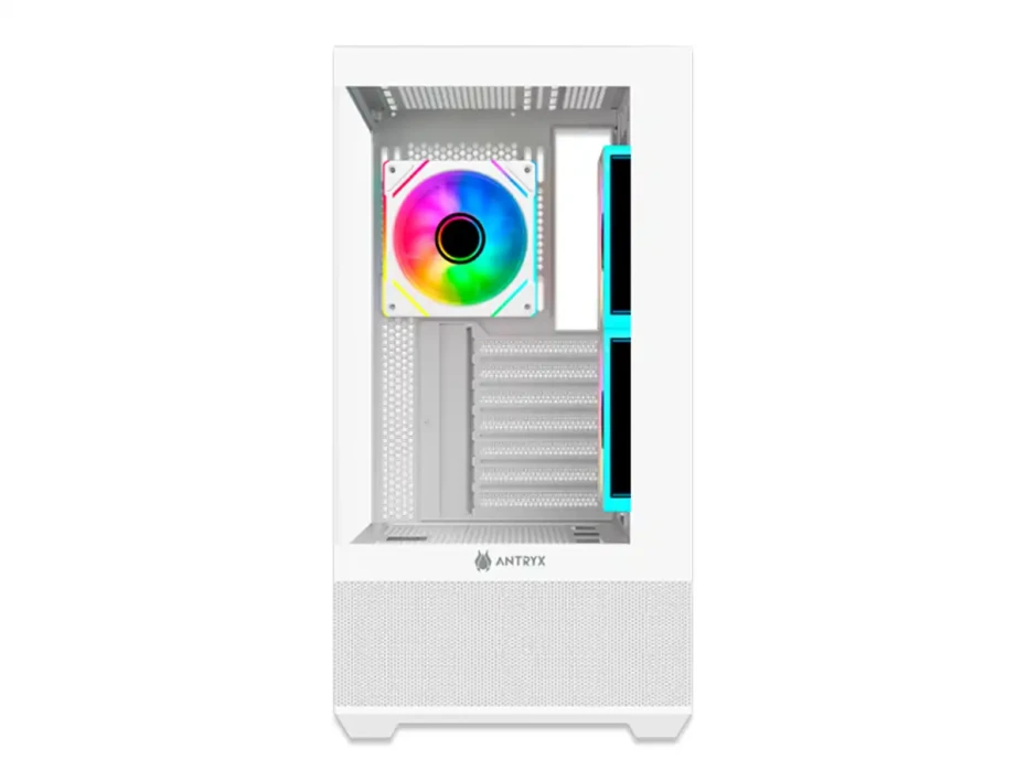 Case Antryx Fx-740 White Gaming S/fuente (ac-fx740w)) Paneles De Vidrio, 3 Ventiladores, Led Argb, Blanco