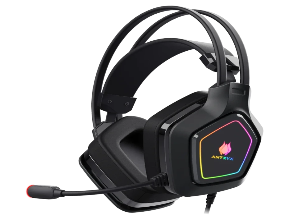 Auricular Antryx Chrome Storm Enigma 7.1 (agh-7320g) Con Microfono, Rgb, Gris