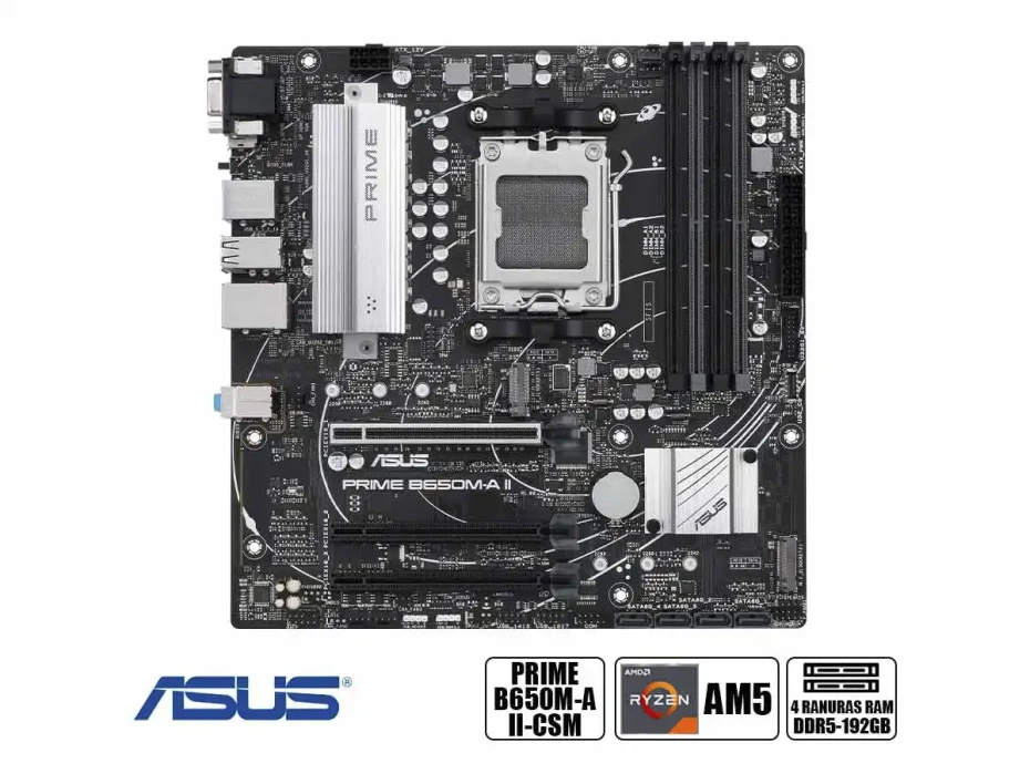 Placa Madre Asus Prime B650m-a Ii- (9080-b650m-a Ii Svl) Socket Am5, Ram Ddr5 Buss 7600oc Mhz