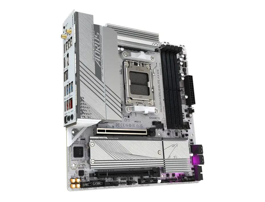 Placa Madre Gigabyte B650m Aorus Elite Ax Ice (b650m-a-elite-ax-ice) Socket Am5, Ram Ddr5 Buss 8000oc Mt/s, Wifi 6e