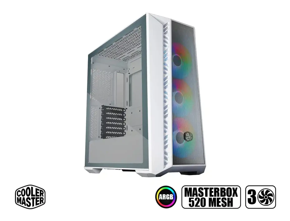 Case Cooler Master Masterbox 520 Mesh S/fuente (mb520-wgnn-s00) 3 Ventiladores, Led Argb, Blanco