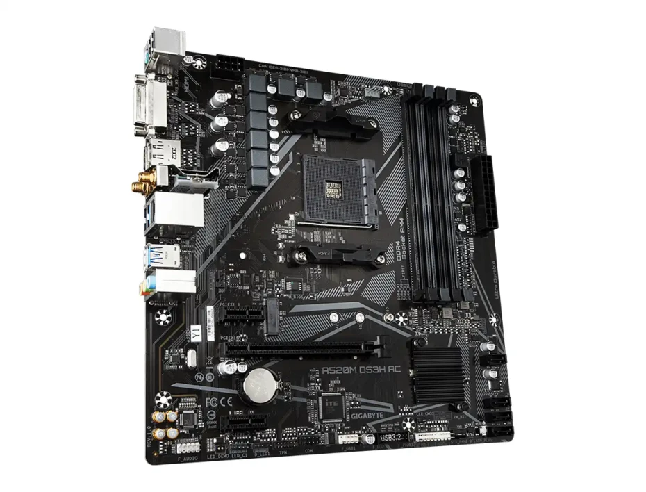 Placa Madre Gigabyte A520m Ds3h Ac (a520m Ds3h Ac) Socket Am4, Ram Ddr4 Buss 4733oc Mhz, Wifi