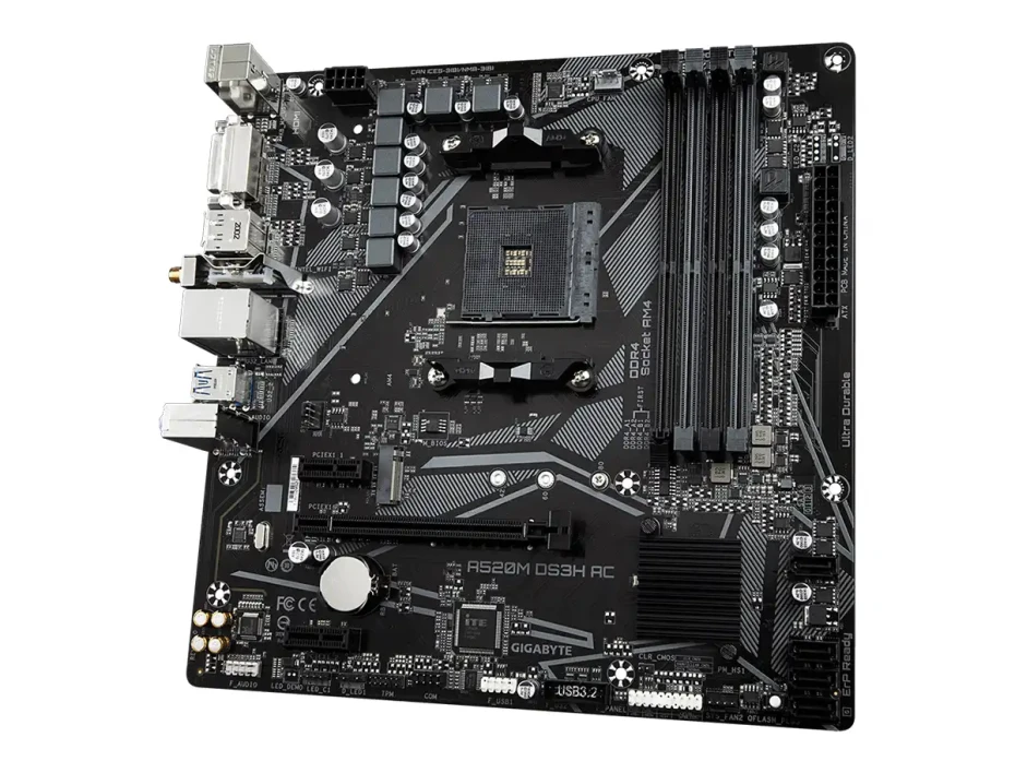 Placa Madre Gigabyte A520m Ds3h Ac (a520m Ds3h Ac) Socket Am4, Ram Ddr4 Buss 4733oc Mhz, Wifi