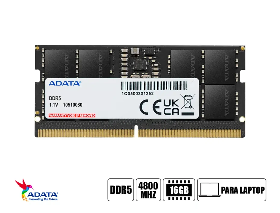 Memoria Para Laptop Sodimm Adata Ddr5 16gb (ad5s480016g-s) 4800 Mhz, Negro