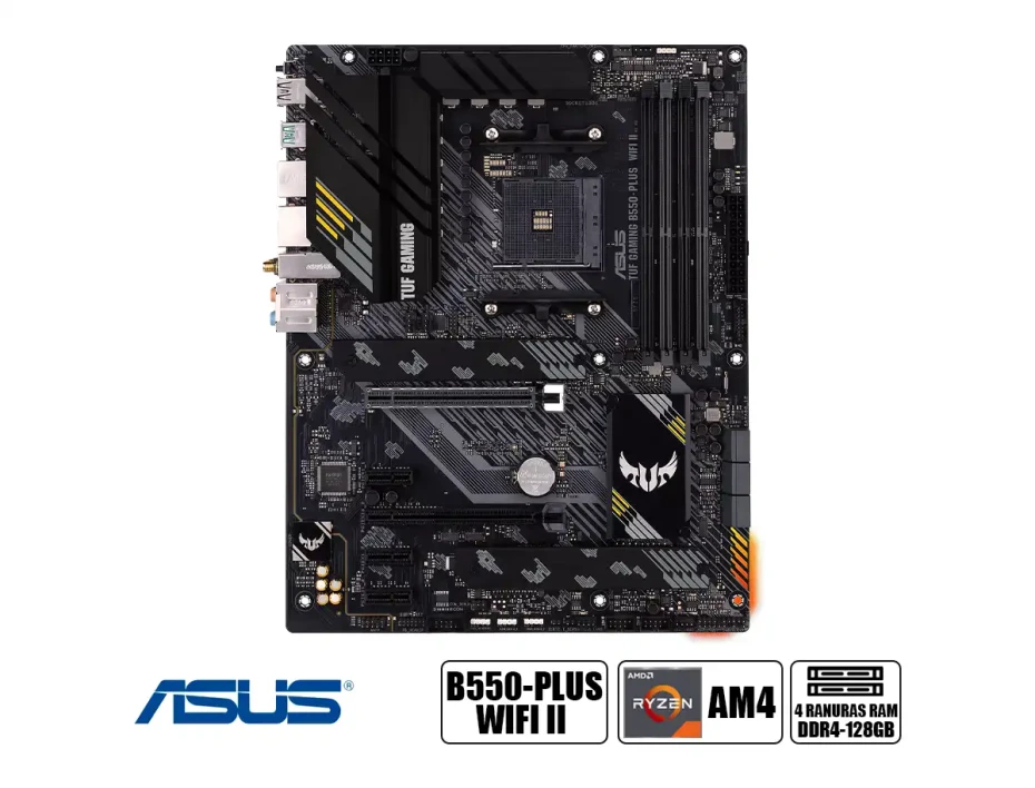 Placa Madre Asus B550 Plus Tuf Gaming Wifi Ii (90mtufb550pluswifi2) Amd Ryzen Am4, Ram Ddr4 Buss 4866oc Mhz, Wifi 6, Rgb