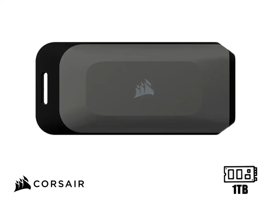 Disco Duro Externo Corsair 1tb Ssd Ex100u (cssd-ex100u1tb) Unidad De Almacenamiento Portable, Usb 3.2, Tipo C, Plata