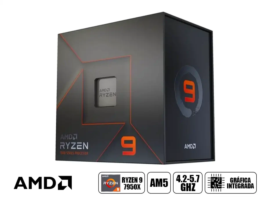 Procesador Amd Ryzen 9 7950x 4.5ghz Hasta 5.7ghz, 64mb (100 -100000514wof) Am5, 16 Nucleos
