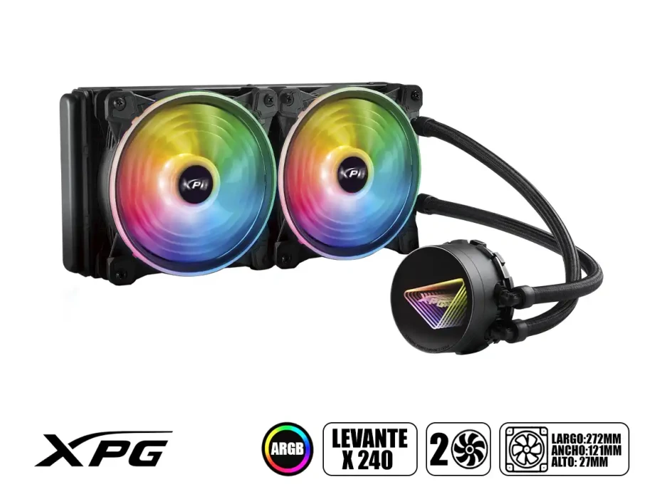 Sistema De Enfriamiento Liquido Xpg Levante X 240 (levantex240-bkcww) 2 Ventiladores, 240mm, Led Argb, Negro