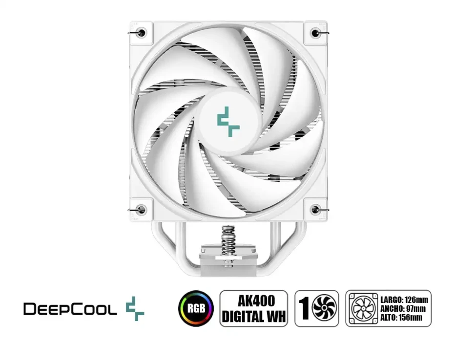 Cooler Para Procesador Deepcool Ak400 Digital Wh (r-ak400-whadmn-g) 1 Ventilador, 120mm, Led Rgb