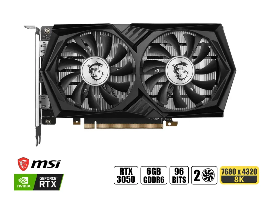 Tarjeta De Video Msi Rtx 3050 Gaming X 6gb Gddr6 (geforce Rtx 3050 Gaming X 6g) Geforce Nvidia 96 Bits, 2 Ventiladores