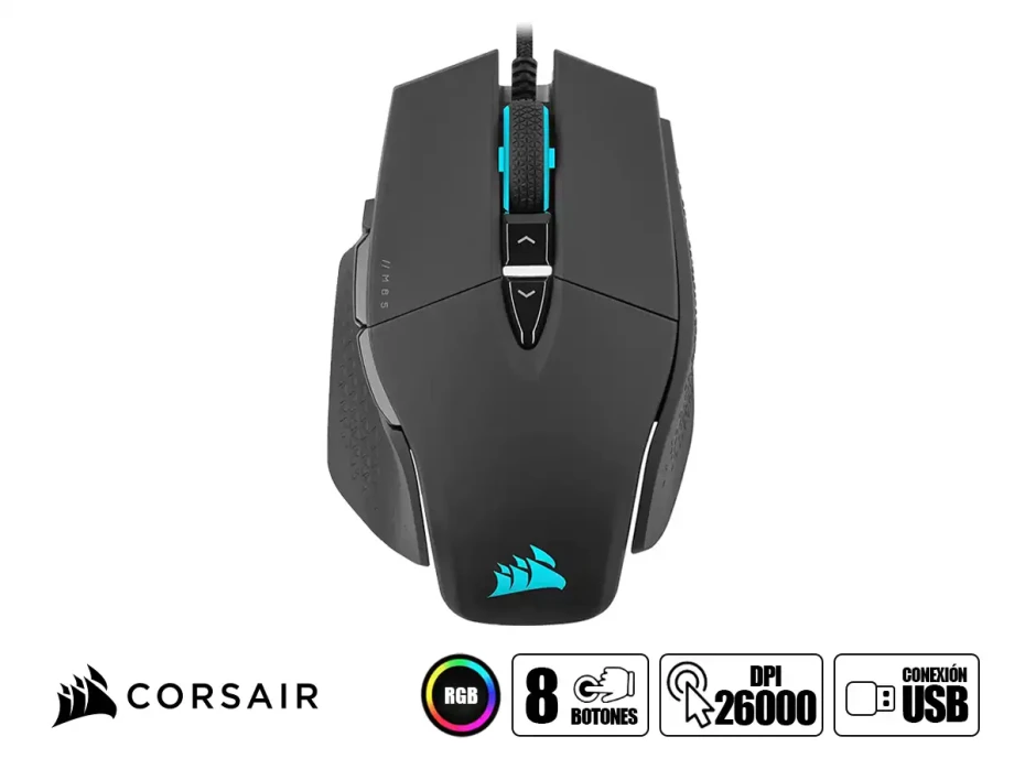 Mouse Corsair M65 Rgb Gaming (ch-9309411-na2) Hasta 26.000 Dpi, 8 Botones Programables, Rgb, Negro