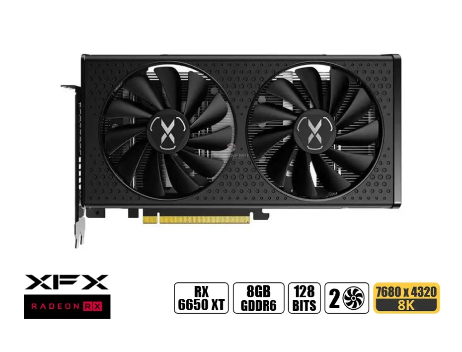 Tarjeta De Video Xfx Rx 6650 Xt Swft 210 8gb Gddr6 (rx-665x8dfdy) Radeon 128 Bits, 2 Ventiladores