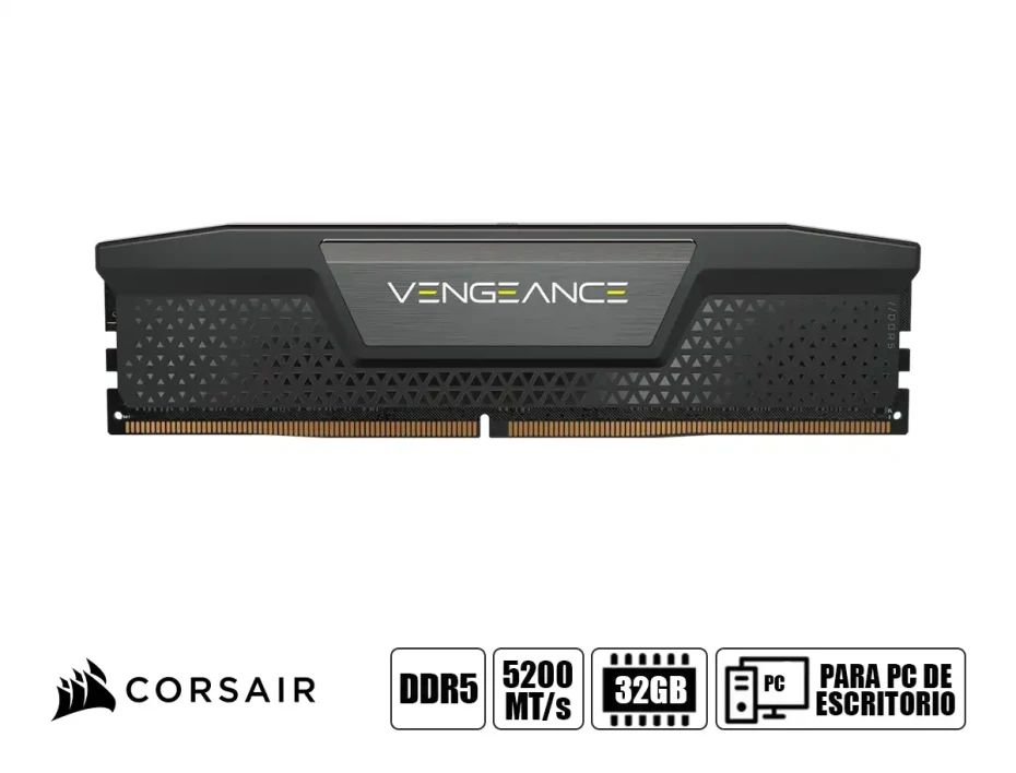 Memoria Ram Corsair Ddr5 32gb (16gbx2) Vengeance (cmk32gx5m2b5200c40) 5200 Mt/s, Negro