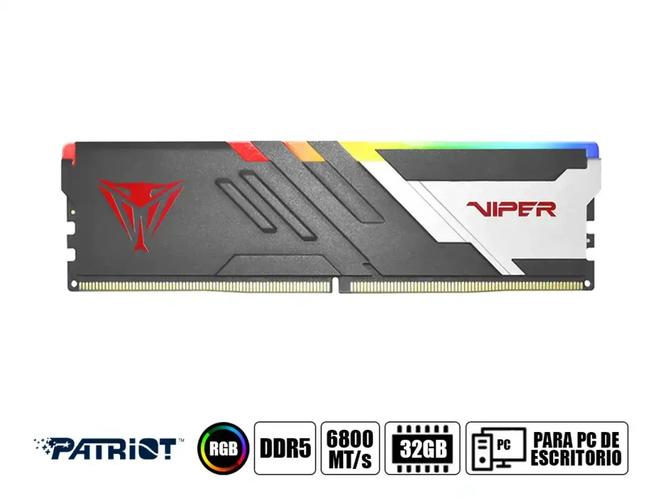 Memoria Ram Patriot Ddr5 32gb (16gbx2) Viper Venom (pvvr532g680c34k) 6800 Mt/s, Cl34, Rgb
