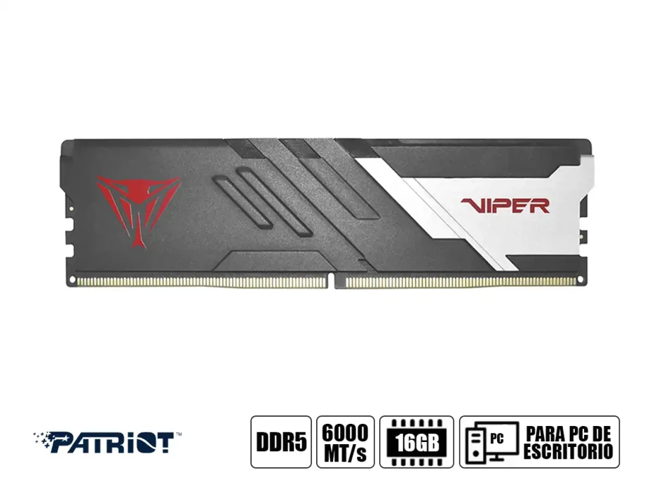 Memoria Ram Patriot Ddr5 16gb Viper Venom (pvv516g60c30) 6000 Mt/s, Negro, Cl30