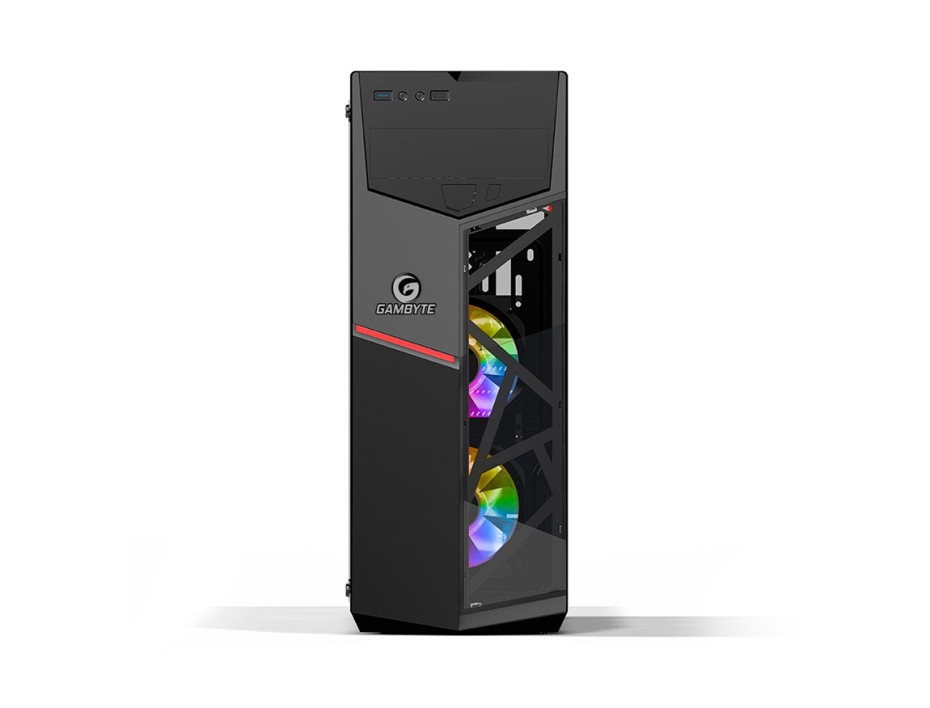 Case Gambyte Vader Fuente 600w (gtt1205a) Panel De Vidrio, 2 Ventiladores, Led Argb, Negro