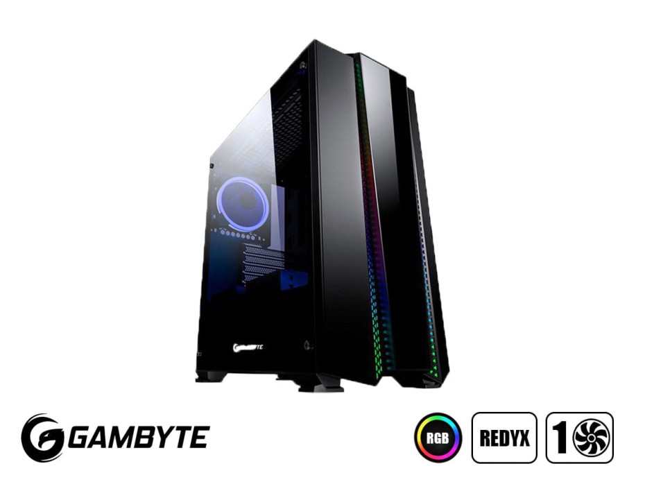 Case Gambyte Redyx S/fuente (redyx) Panel De Vidrio, 1 Ventilador, Led Rgb, Negro