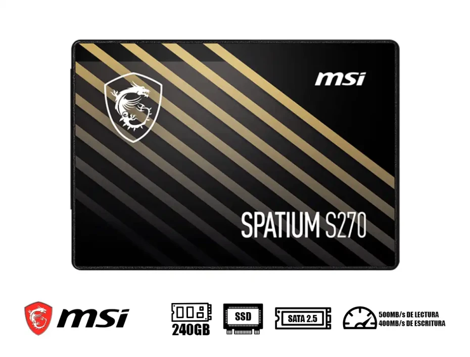 Unidad De Almacenamiento Ssd Sata 2.5 Msi 240gb Spatium S270 (msi Spatium S270) 500mb/s