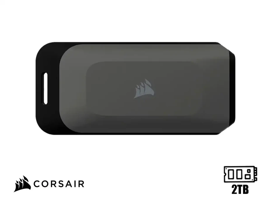 Disco Duro Externo Corsair 2tb Ssd Ex100u (cssd-ex100u2tb) Unidad De Almacenamiento Portable, Usb 3.2, Tipo C, Plata