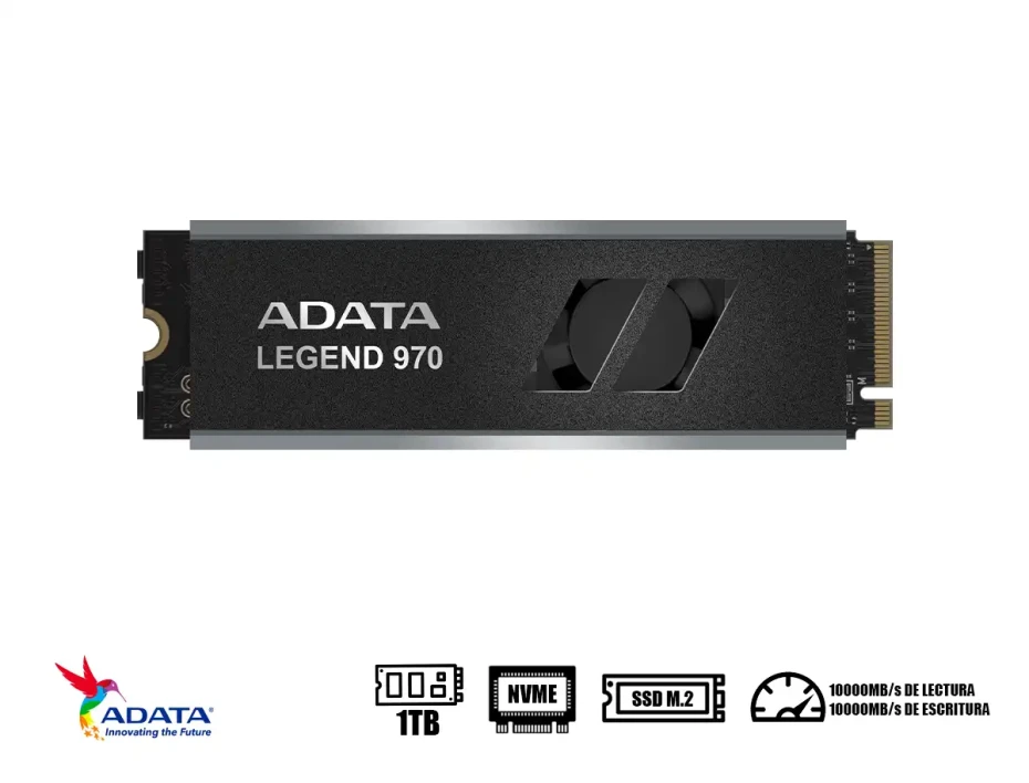 Unidad De Almacenamiento Ssd M.2 Pcie Adata 1tb Nvme Legend 970,  Pcie Gen5 X4, 2280 (sleg-970p-1tci) Lectura 10 000 Mbs