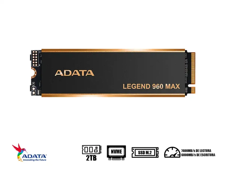 Unidad De Almacenamiento Ssd M.2 Pcie Adata 2tb Nvme Legend 960 Max, 2280 (aleg-960m-2tcs) 7400mb/s Con Discipador