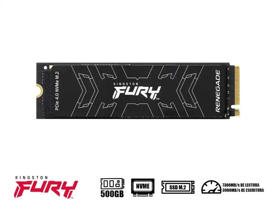 Unidad De Almacenamiento Ssd M.2 Pcie Kingston Fury 500gb Nvme Renegade, 2280 (sfyrs/500g) 7300mb/s