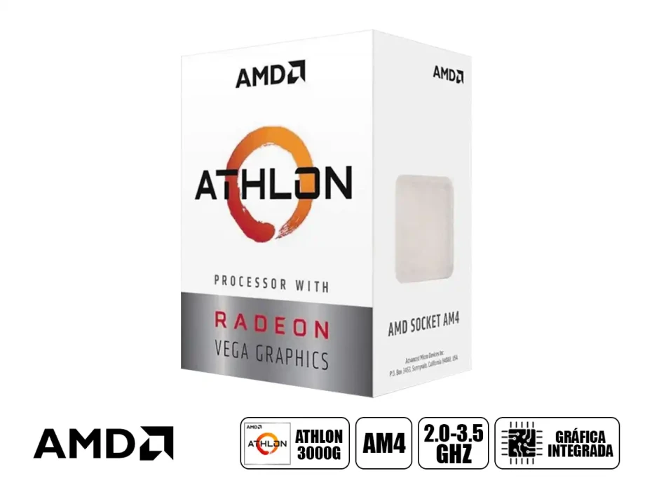 Procesador Amd Athlon 3000g 2ghz Hasta 3.5ghz 5.0mb (yd3000c6fhbox) Am4, 2 Nucleos