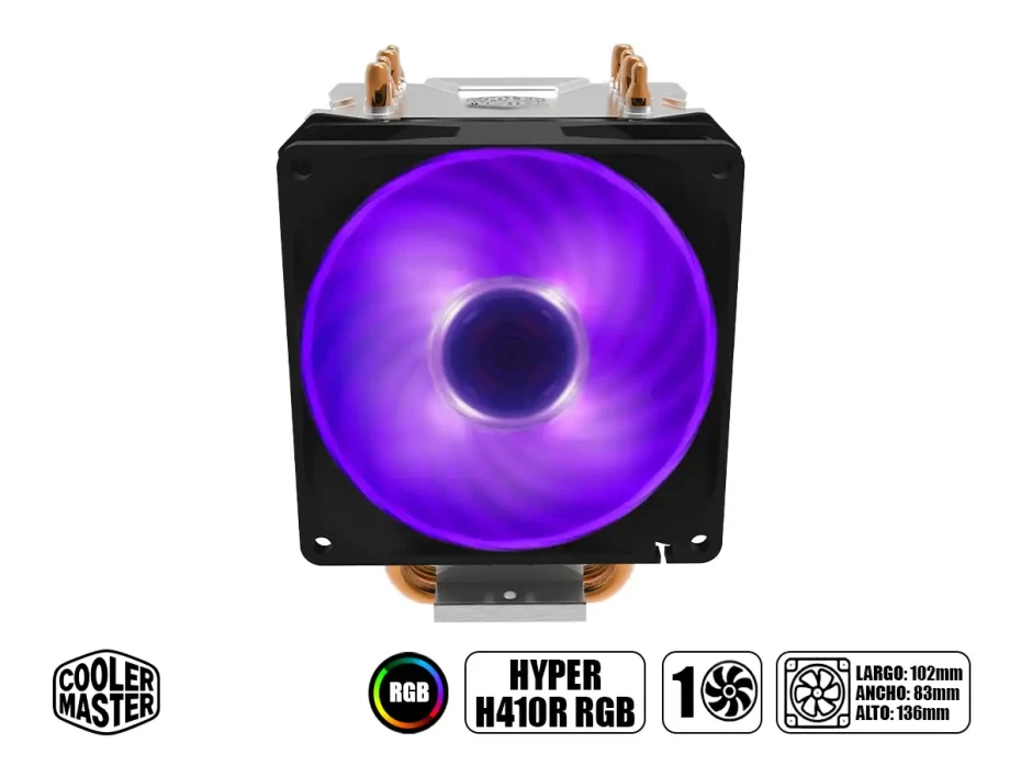 Cooler Para Procesador Cooler Master Hyper H410r Rgb (rr-h410-20pc-r1) 1 Ventilador, Led Rgb