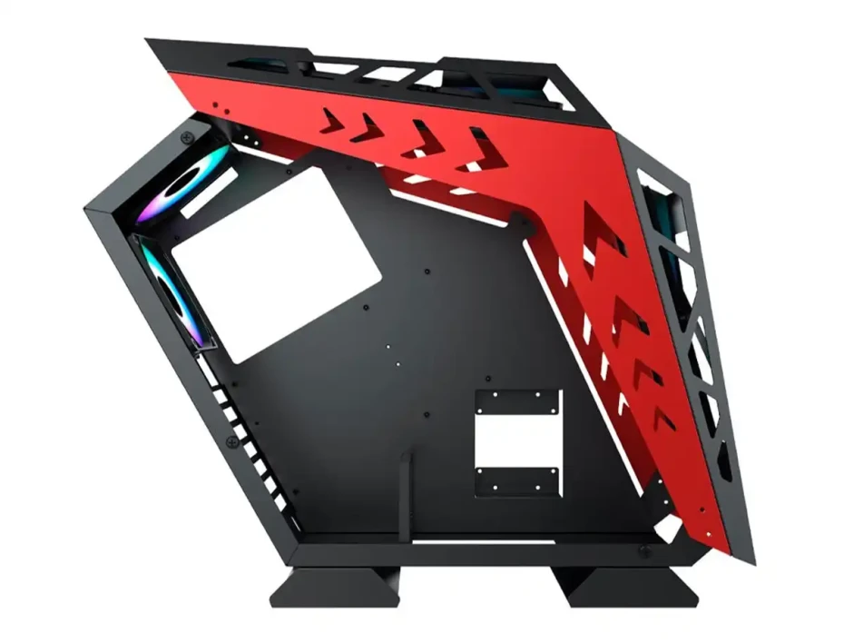 Case Gambyte Metal Warrior Red S/fuente (gi-mwarriorred-ac) Paneles De Vidrio, 7 Ventiladores, Led Argb, Rojo
