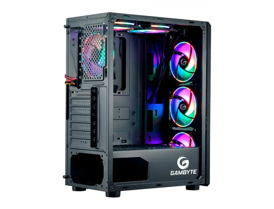 Case Gambyte Cyclop S/fuente (cl3303) Panel De Vidrio, 4 Ventiladores, Led Argb, Negro