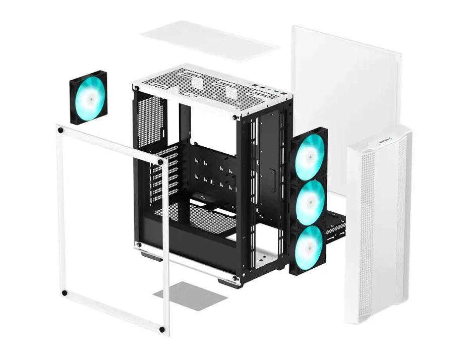 Case Deepcool Gaming Cc560 Wh V2 S/fuente (r-cc560-whgaa4-g-2 ) Panel De Vidrio, 4 Ventiladores, Led, Blanco