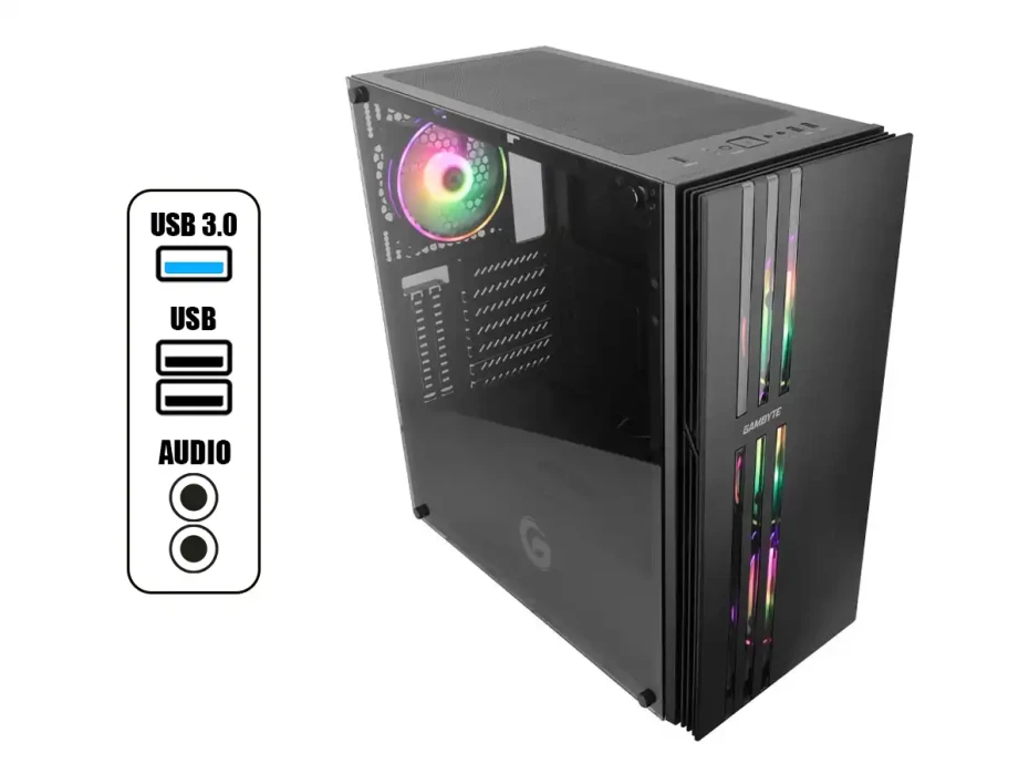 Case Gambyte Xlayer Fuente 650w (xlayer) Panel De Vidrio, 4 Ventiladores, Led Argb, Negro