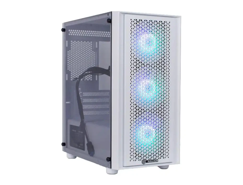 Case Halion Scarlet Fuente 550w (ha-scarlet W550w) Panel De Vidrio, 3 Ventiladores, Led Rgb, Blanco