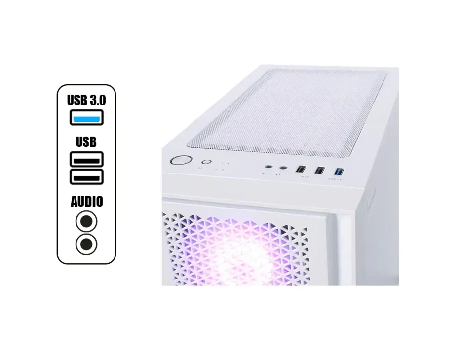 Case Halion Scarlet Fuente 550w (ha-scarlet W550w) Panel De Vidrio, 3 Ventiladores, Led Rgb, Blanco