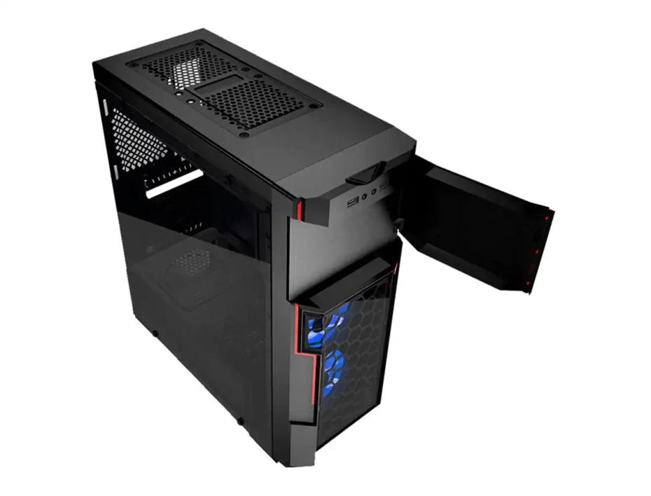 Case Gambyte Gowa S/fuente (gtt1205a-blue) Panel De AcrÍlico, 2 Ventiladores, Led Azul, Negro