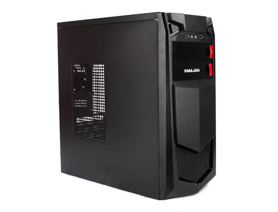 Case Halion Storm Fuente 350w (7223 Red) 2 Ventiladores, Led Rojo, Negro