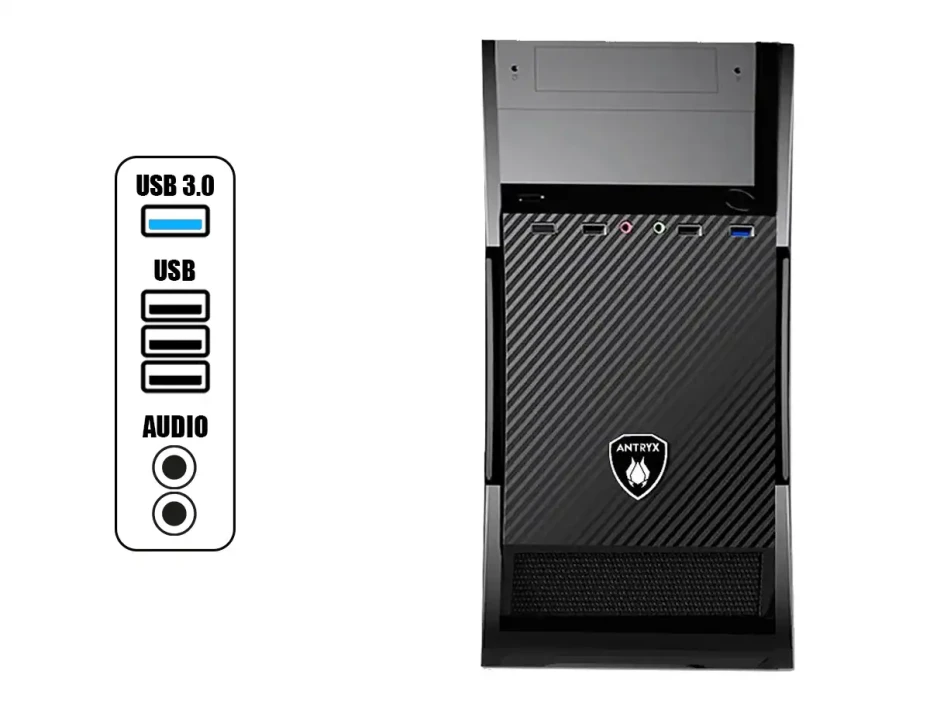 Case Antryx Elegant 570m Fuente 350w (ac-e570m-350cp) 1 Ventilador, Negro