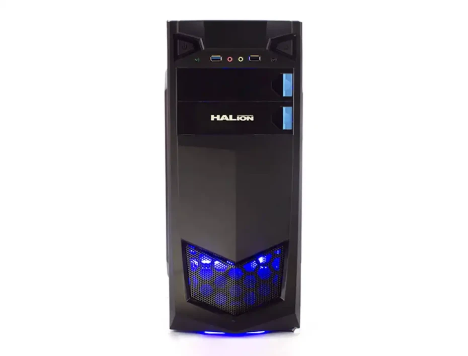 Case Halion Storm Fuente 350w (7223 Blue) 2 Ventiladores, Led Azul, Negro