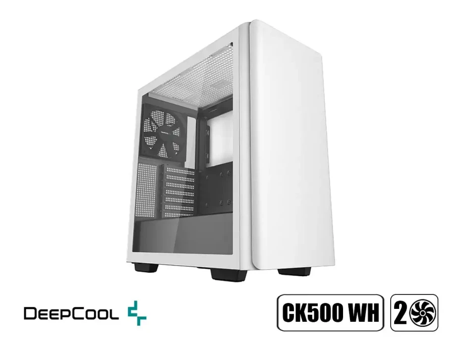 Case Deepcool Ck500 Wh S/fuente (r-ck500-whnne2-g-1) Panel De Vidrio, 2 Ventiladores, Blanco