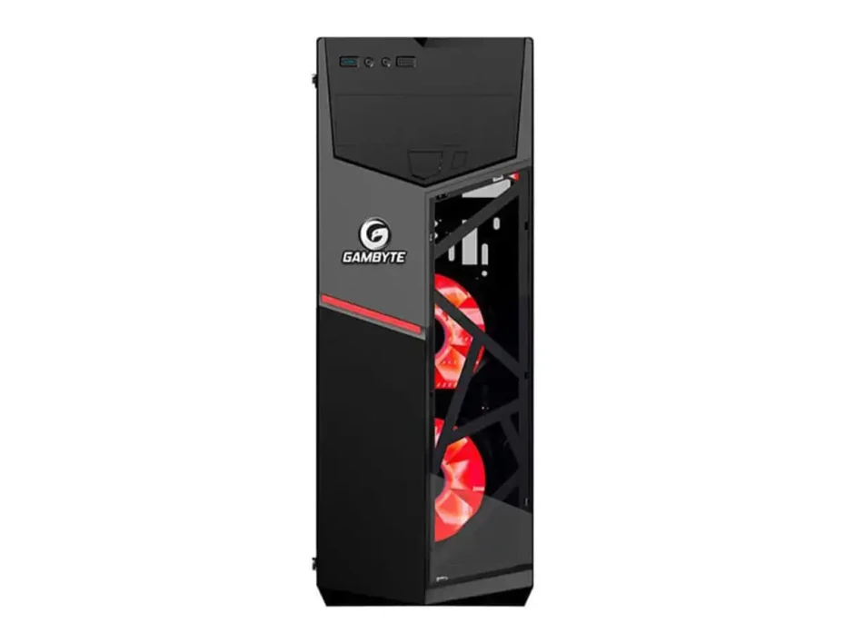 Case Gambyte Vader S/fuente (gtt1205a-ledred) Panel De AcrÍlico, 2 Ventiladores, Led Rojo, Negro