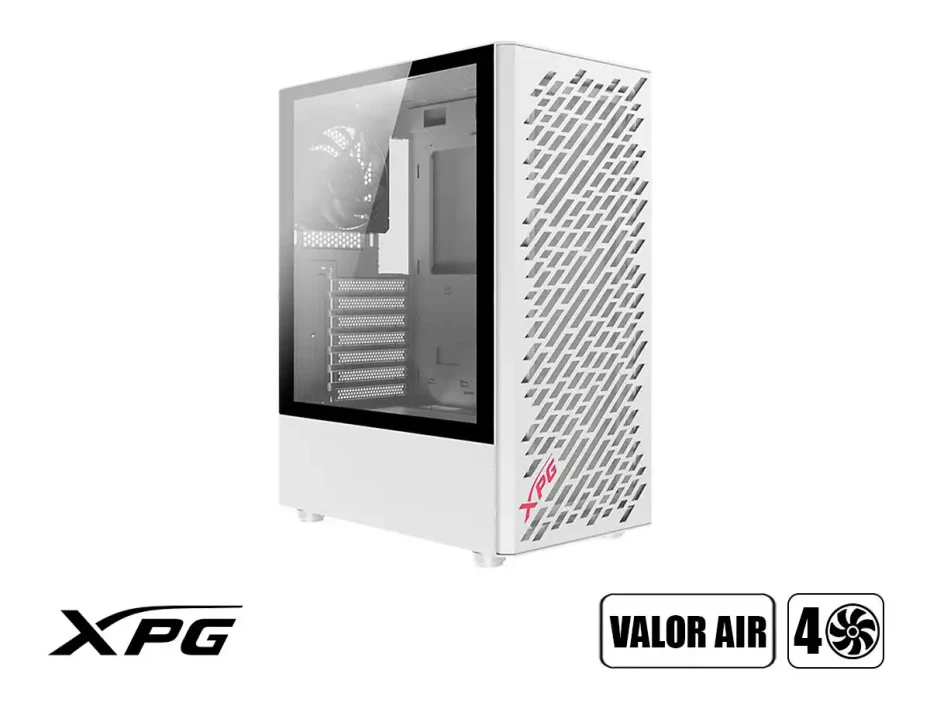 Case Xpg Valor Air S/fuente (cs-xpg-valor-airw) Panel De Vidrio, 4 Ventiladores, Blanco