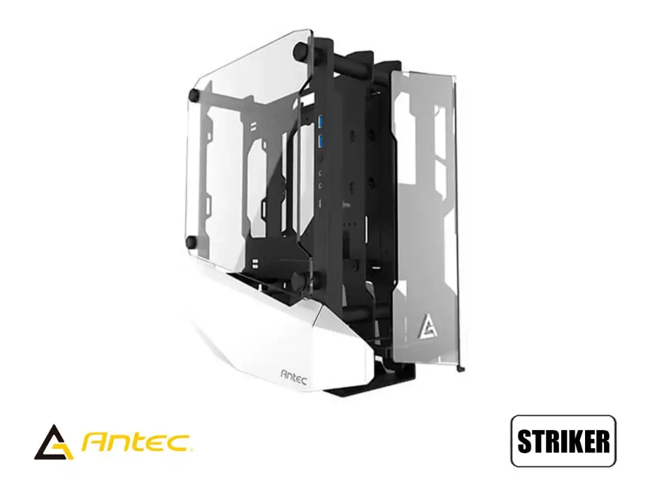 Case Antec Striker Gaming S/fuente (0-761345-80032-7) Paneles De Vidrio, Blanco Con Negro