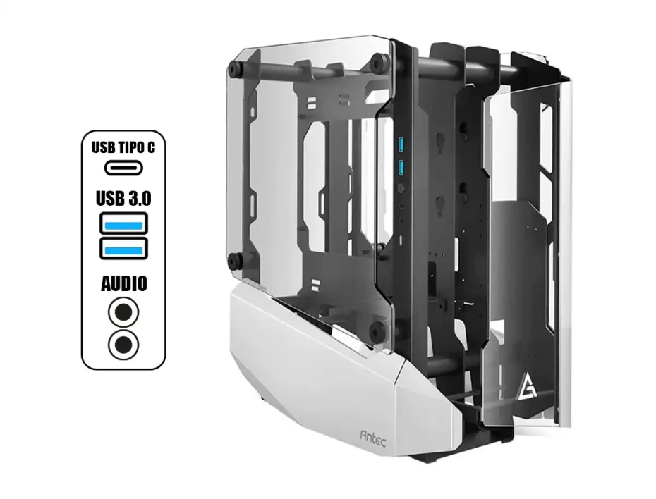Case Antec Striker Gaming S/fuente (0-761345-80032-7) Paneles De Vidrio, Blanco Con Negro