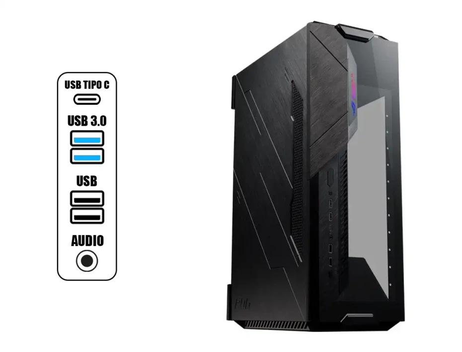 Case Asus Rog Z11 S/fuente (90dc00b0-b30000) Paneles De Vidrio, Led Rgb, Negro