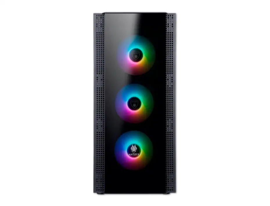 Case Antryx Rx-260 Gaming S/fuente (ac-rx260kfr) Paneles De Vidrio Frontal, 4 Ventiladores, Led Frgb, Negro